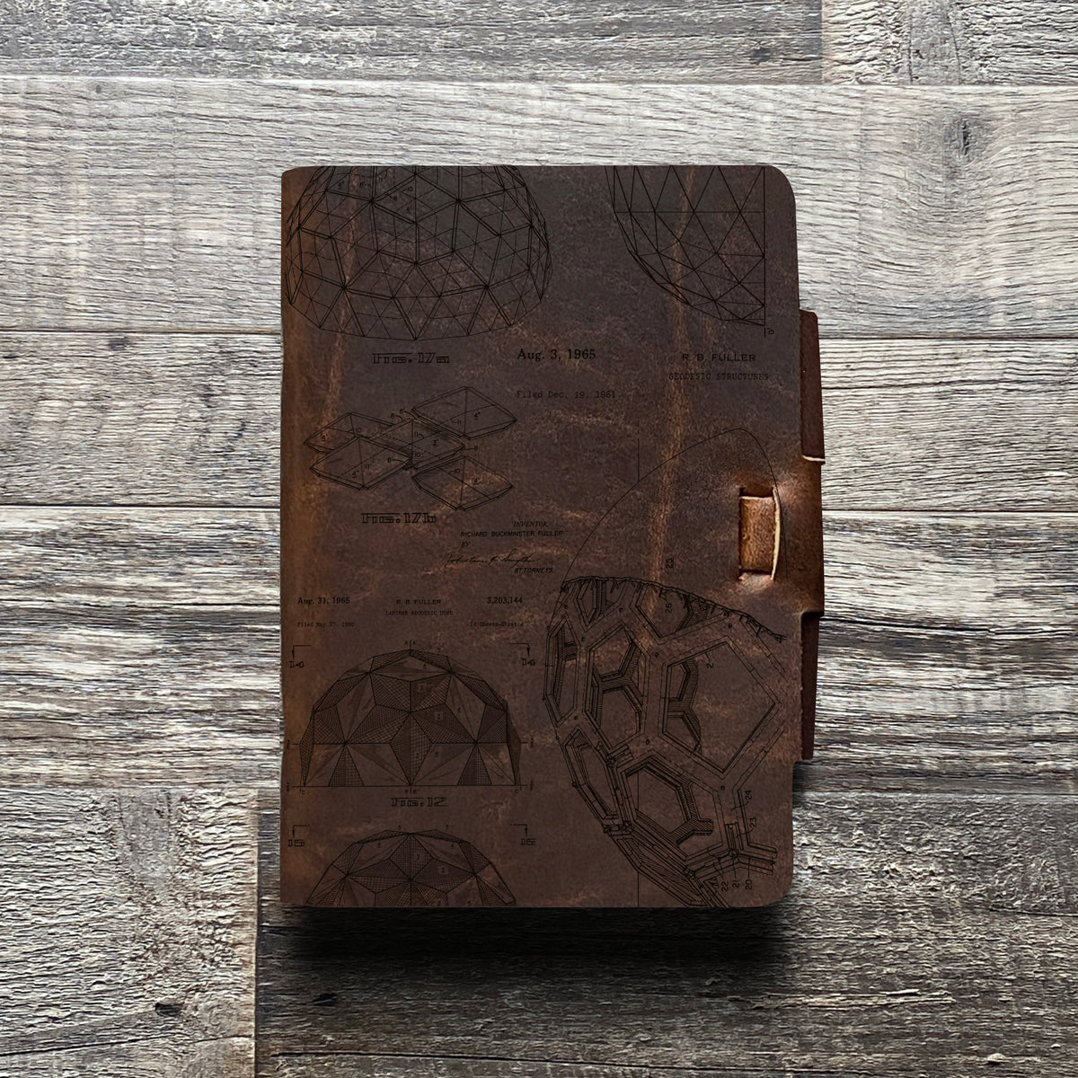 Bucky Ball - Geodesic - Engraving Design - Refillable Leather Journals