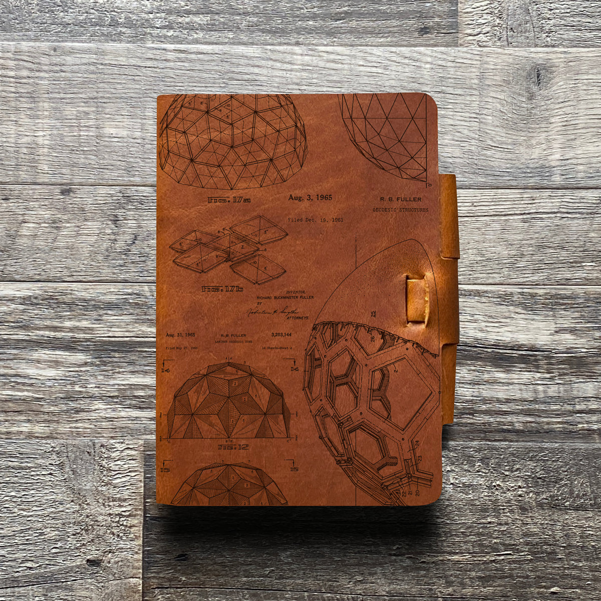 Bucky Ball - Geodesic - Engraving Design - Refillable Leather Journals