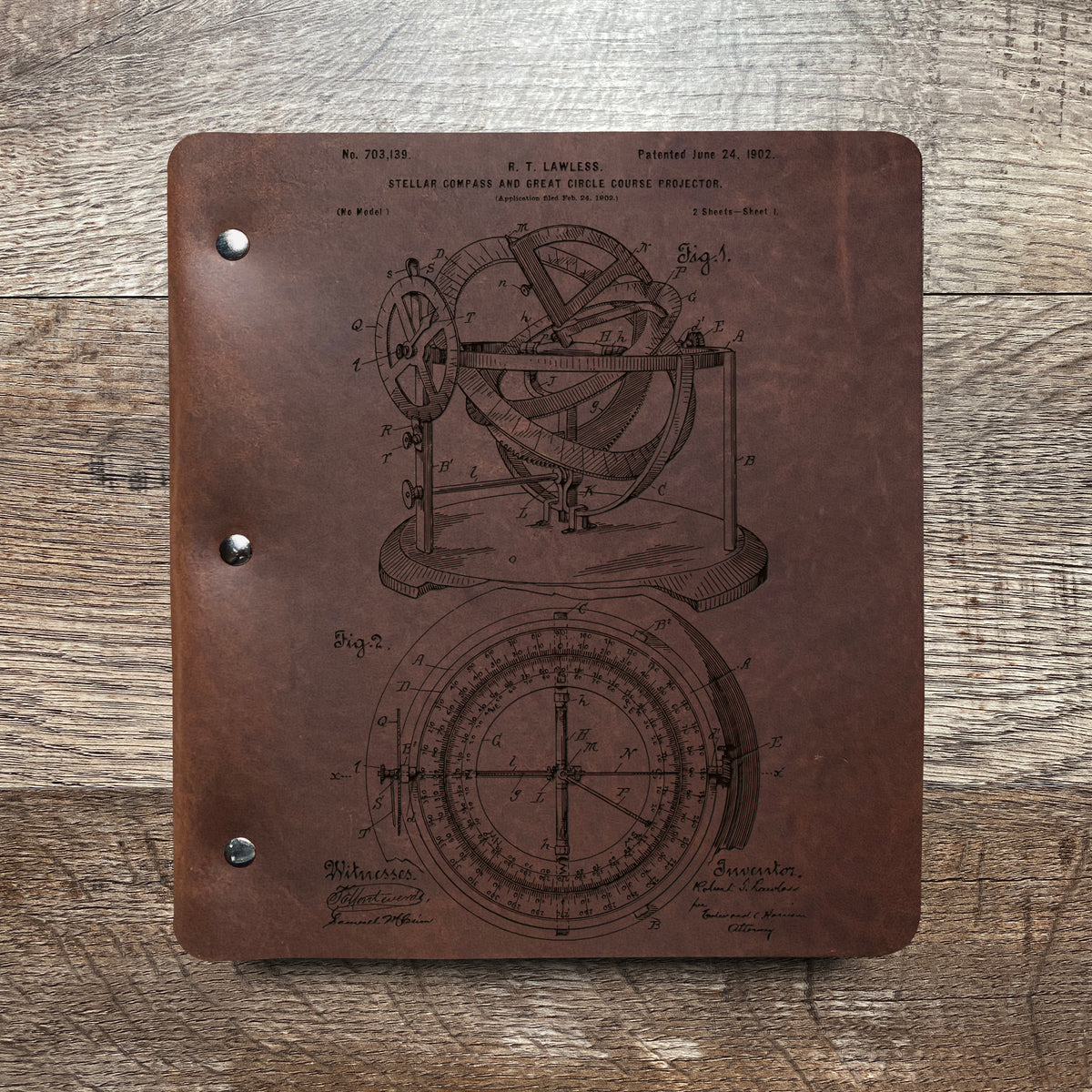Compass - Engraving Design - Refillable Leather Binders