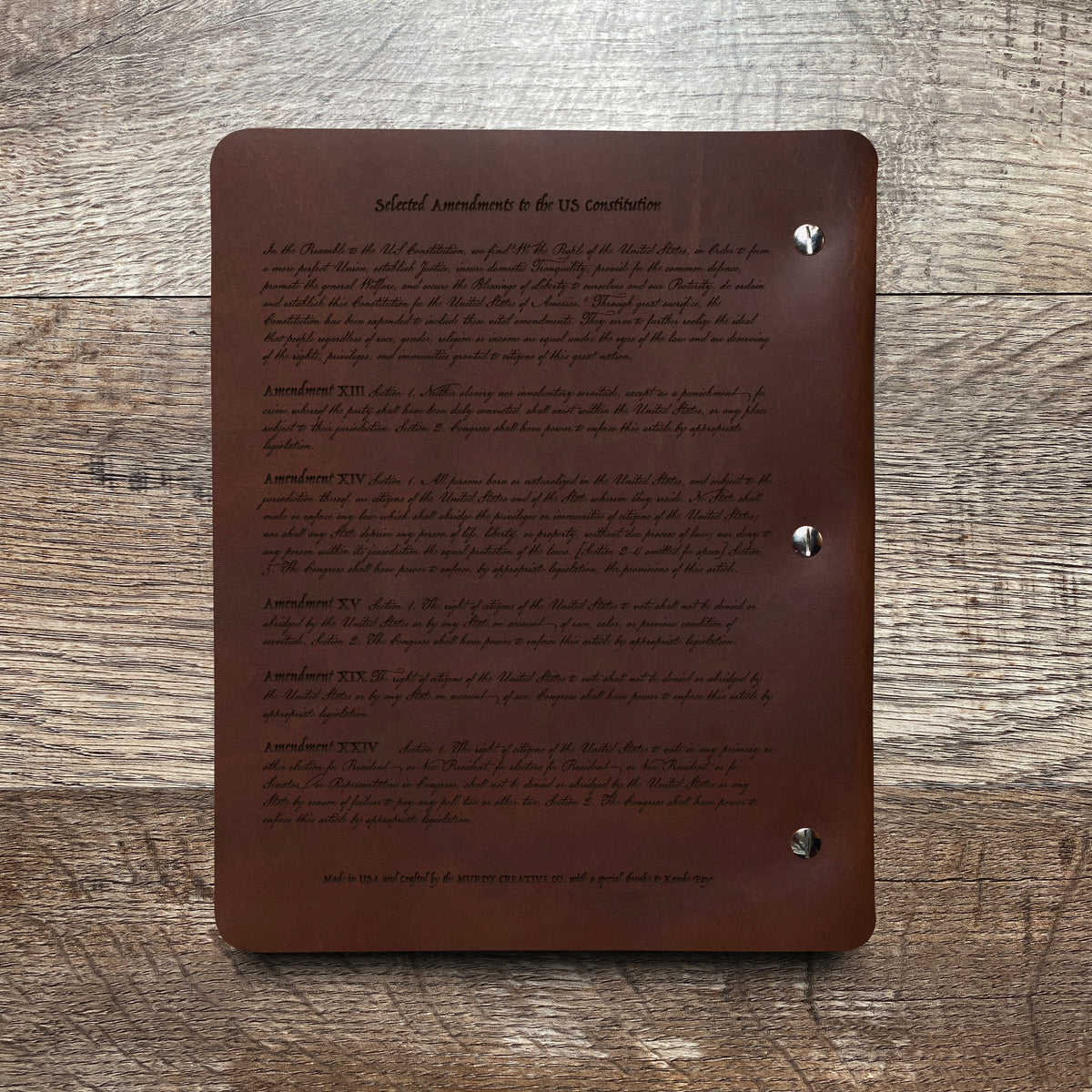 Constitution - Engraving Design - Refillable Leather Binders