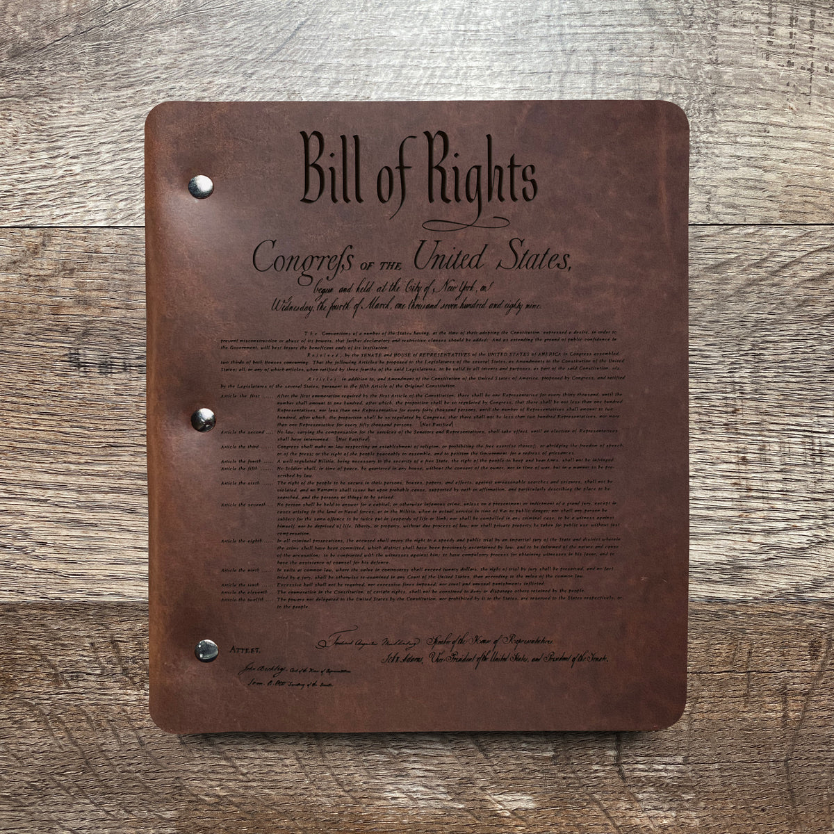 Constitution - Engraving Design - Refillable Leather Binders