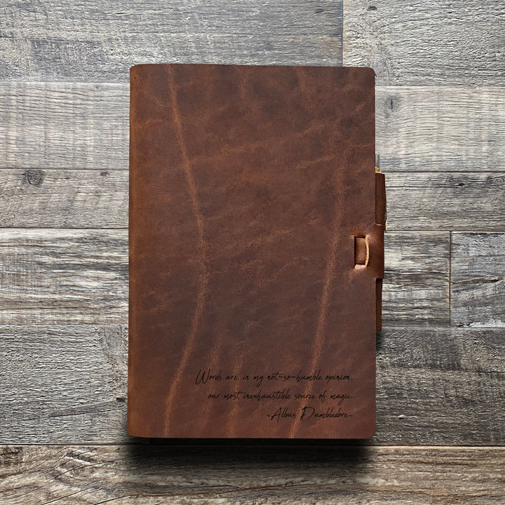 Dumbledore - Handwriting - Pre-Engraved - Refillable Leather Journals