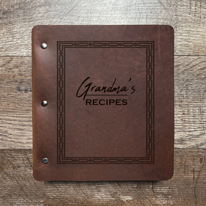 Custom Name Recipe Wide Cut - Refillable Leather Binder