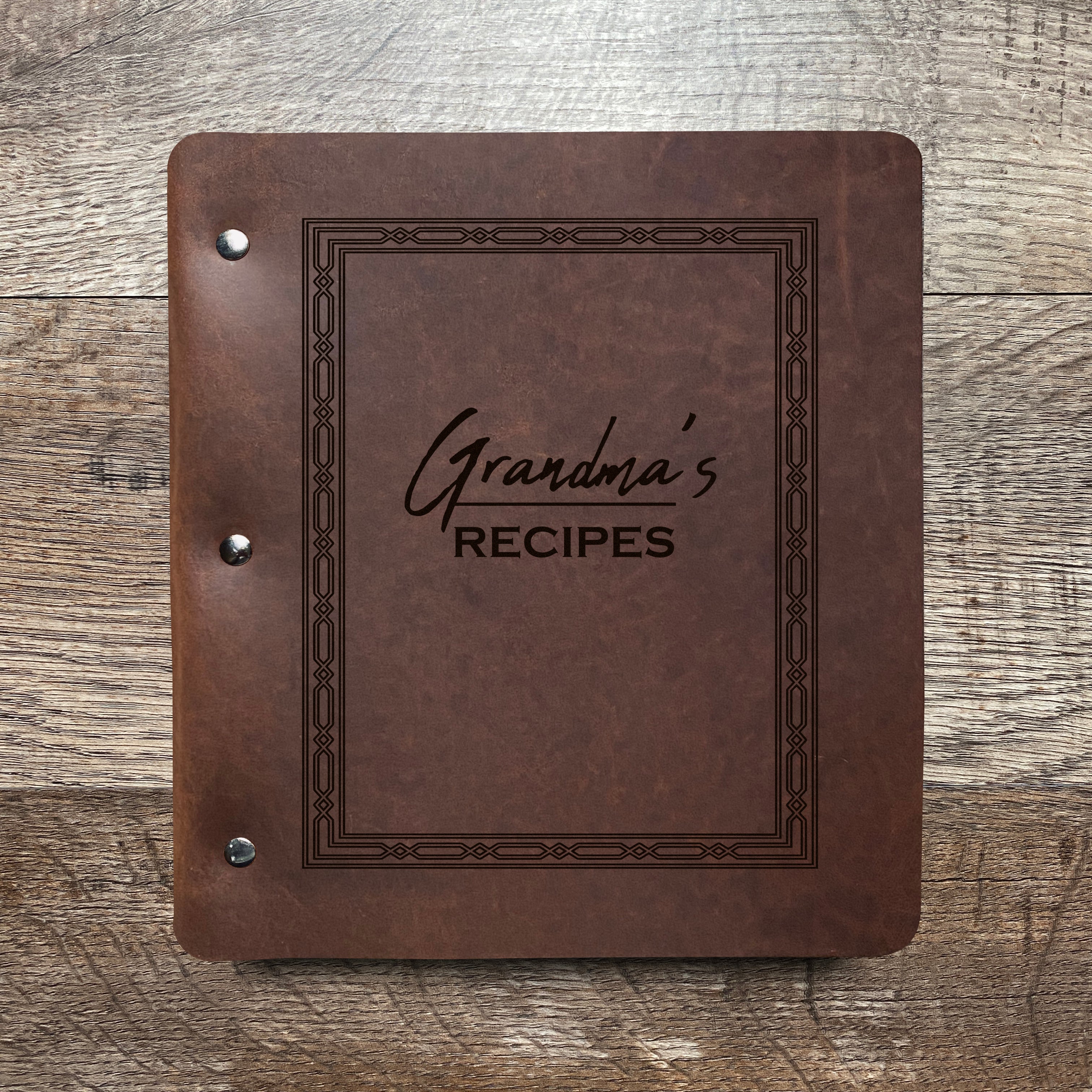 Custom Name Recipe Wide Cut - Refillable Leather Binder Custom Name Recipe Wide Cut - Refillable Leather Binder