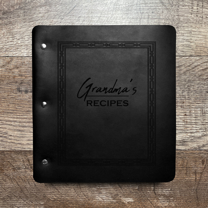 Custom Name Recipe Wide Cut - Refillable Leather Binder