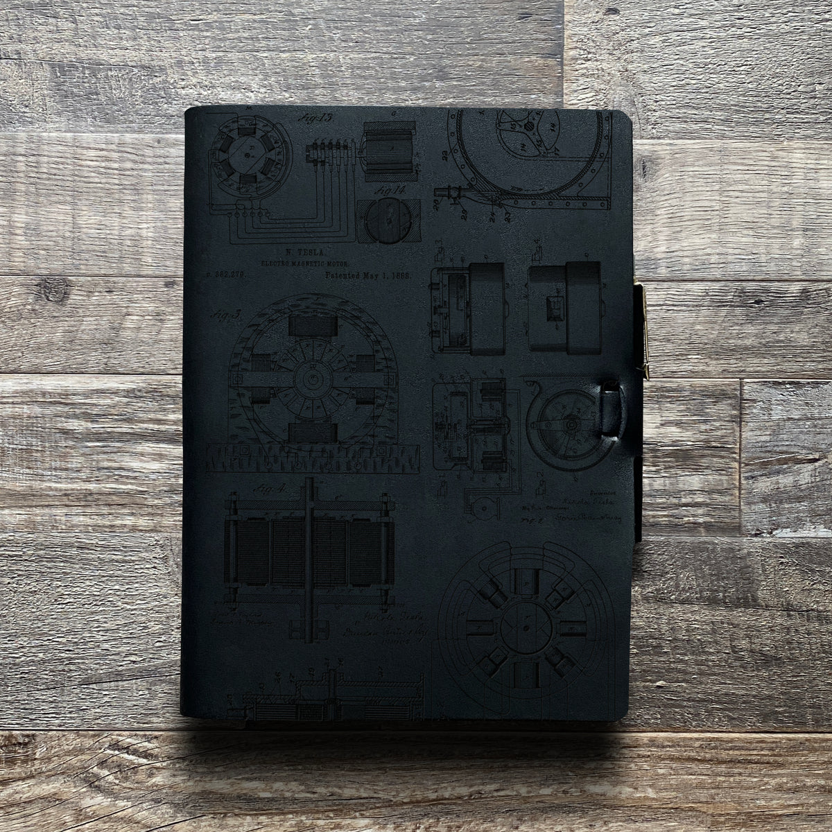 Nikola Tesla - Engraving Design - Refillable Leather Journals