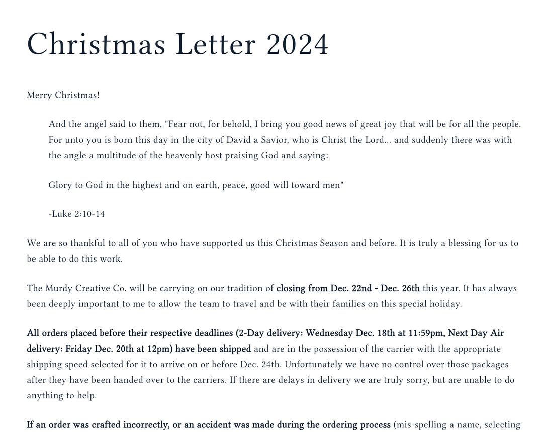 Christmas Letter 2024