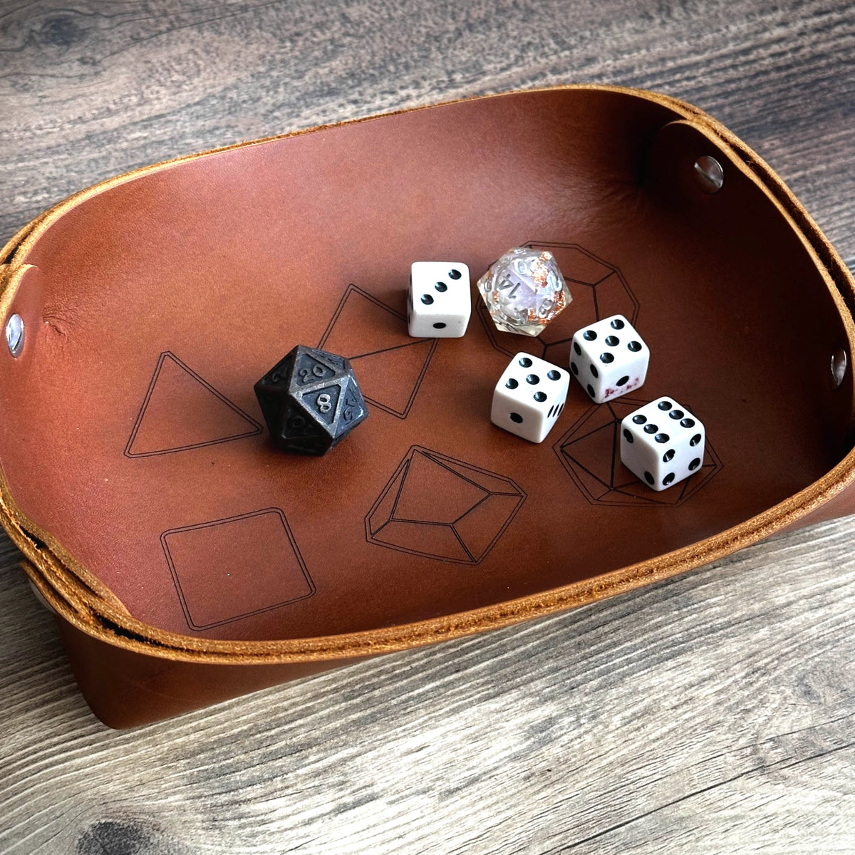 Seven Set - Engraving Design - Leather Valet Tray