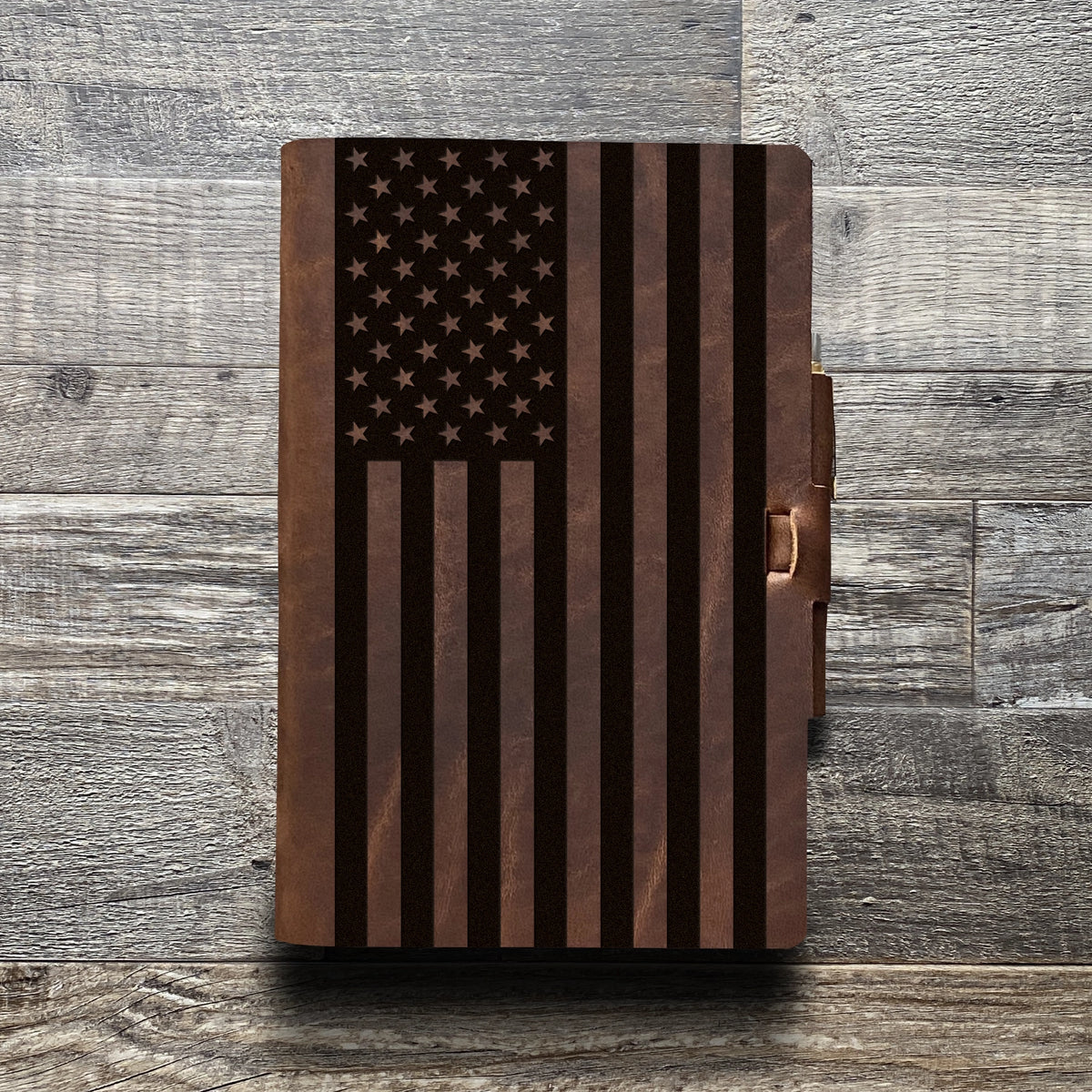 American Flag - Large - Engraving Design - Refillable Leather Journals