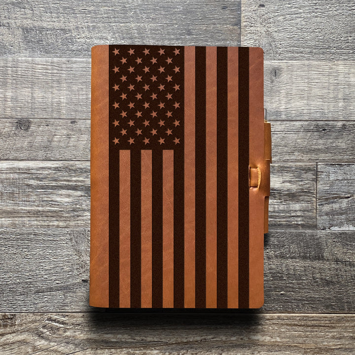 American Flag - Large - Pre-Engraved - Refillable Leather Journals
