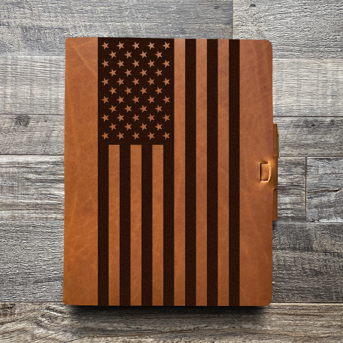 American Flag - Large - Engraving Design - Refillable Leather Journals
