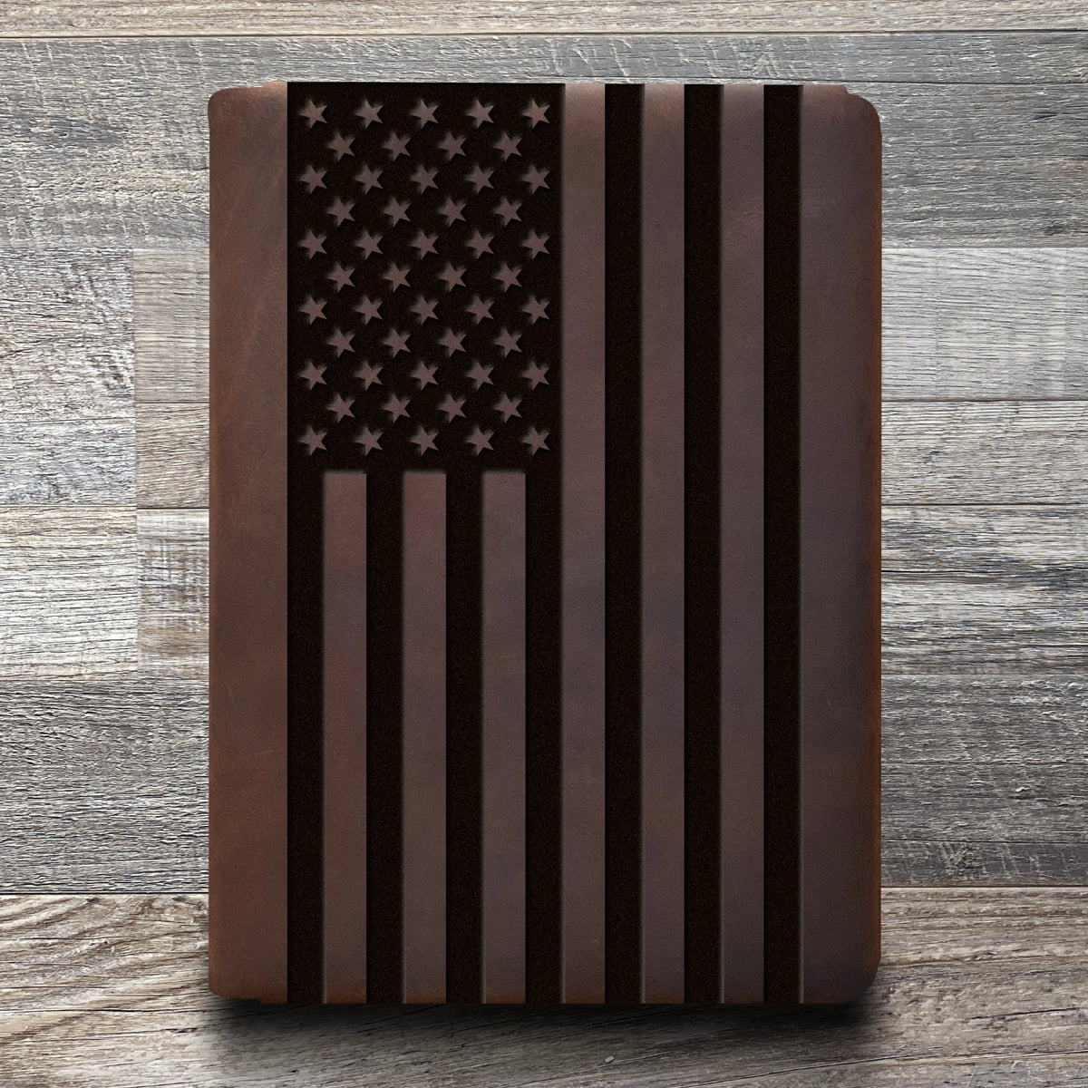 American Flag - Large - Engraving Design - Refillable Leather Folios