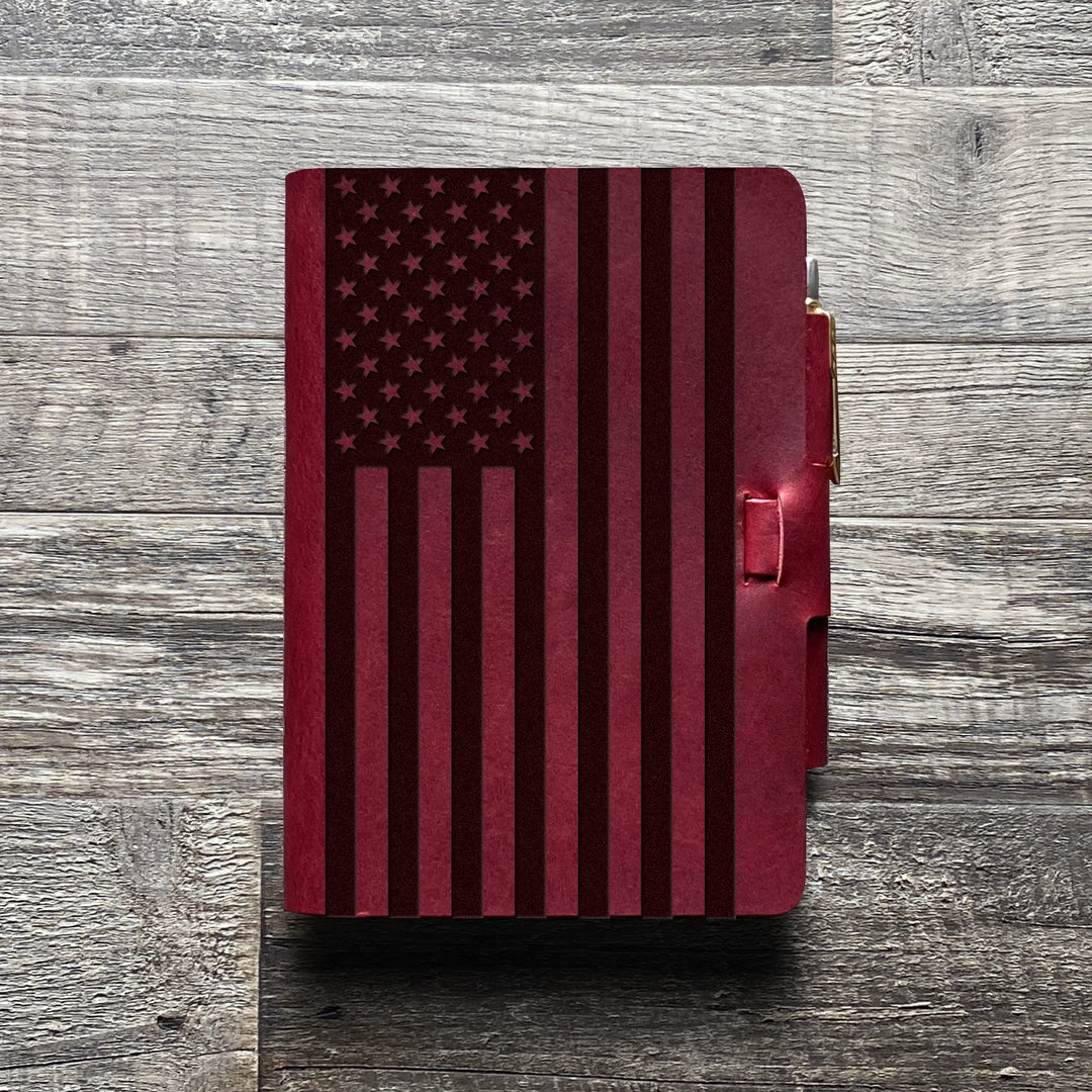 American Flag - Large - Pre-Engraved - Refillable Leather Journals