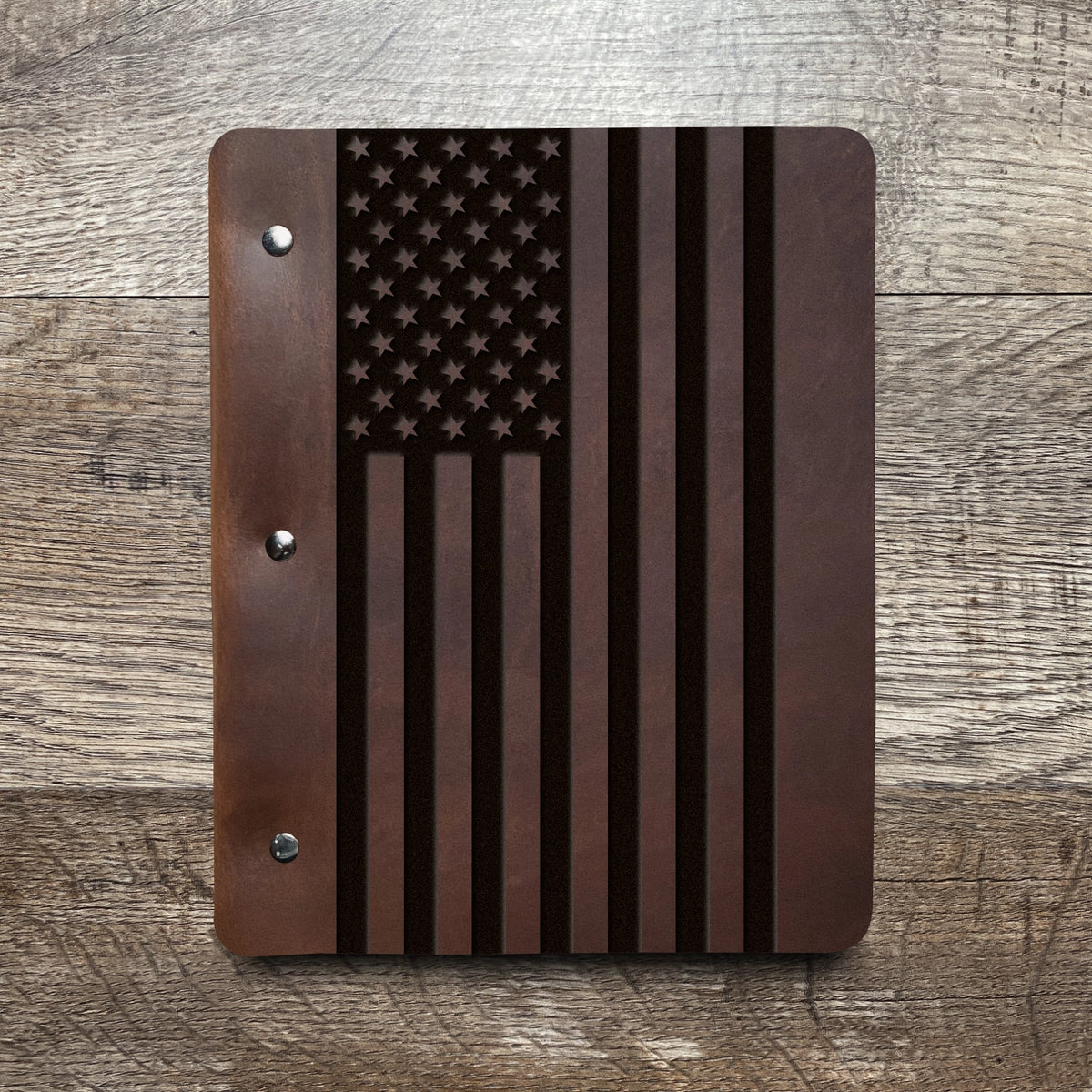American Flag - Large - Engraving Design - Refillable Leather Binders