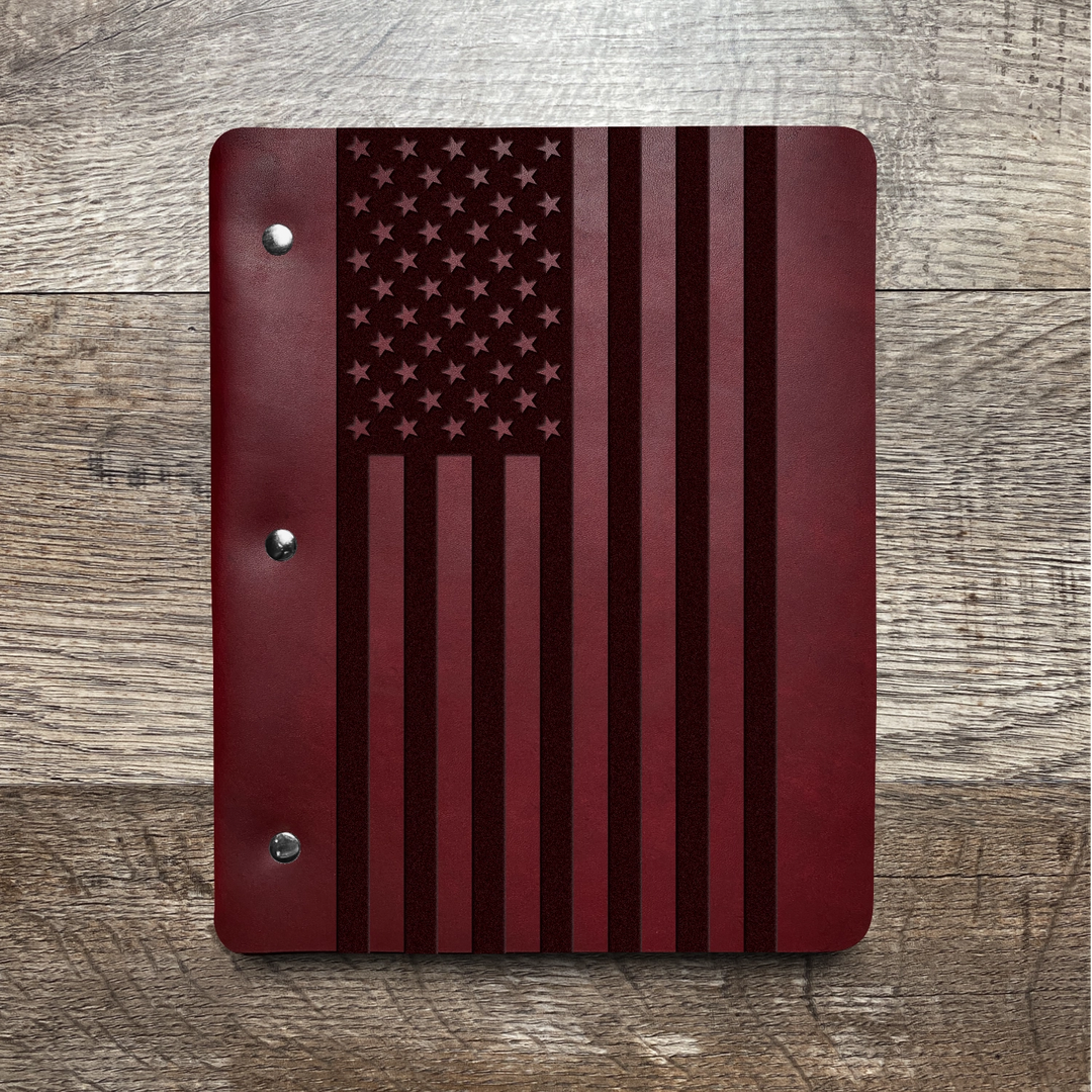 American Flag - Large - Pre-Engraved - Refillable Leather Binders