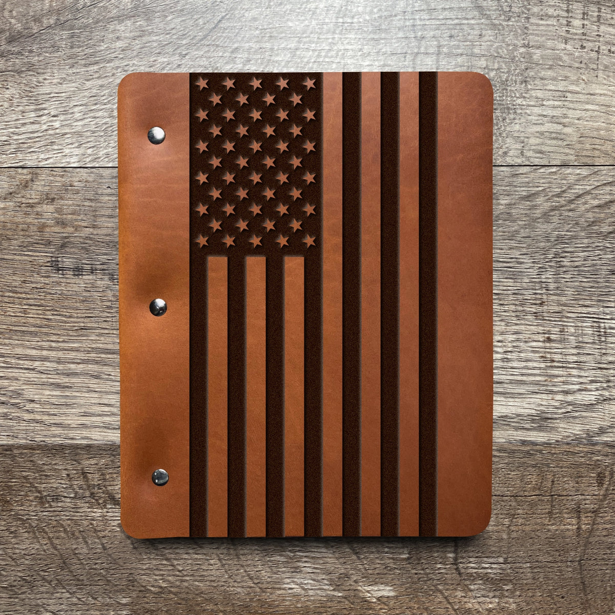 American Flag - Large - Engraving Design - Refillable Leather Binders