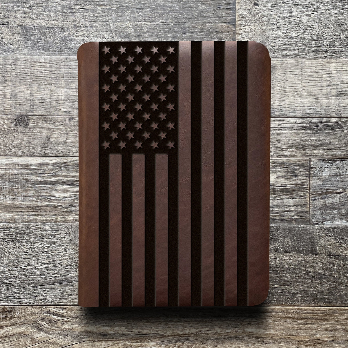American Flag - Large - Engraving Design - Refillable Leather Folios
