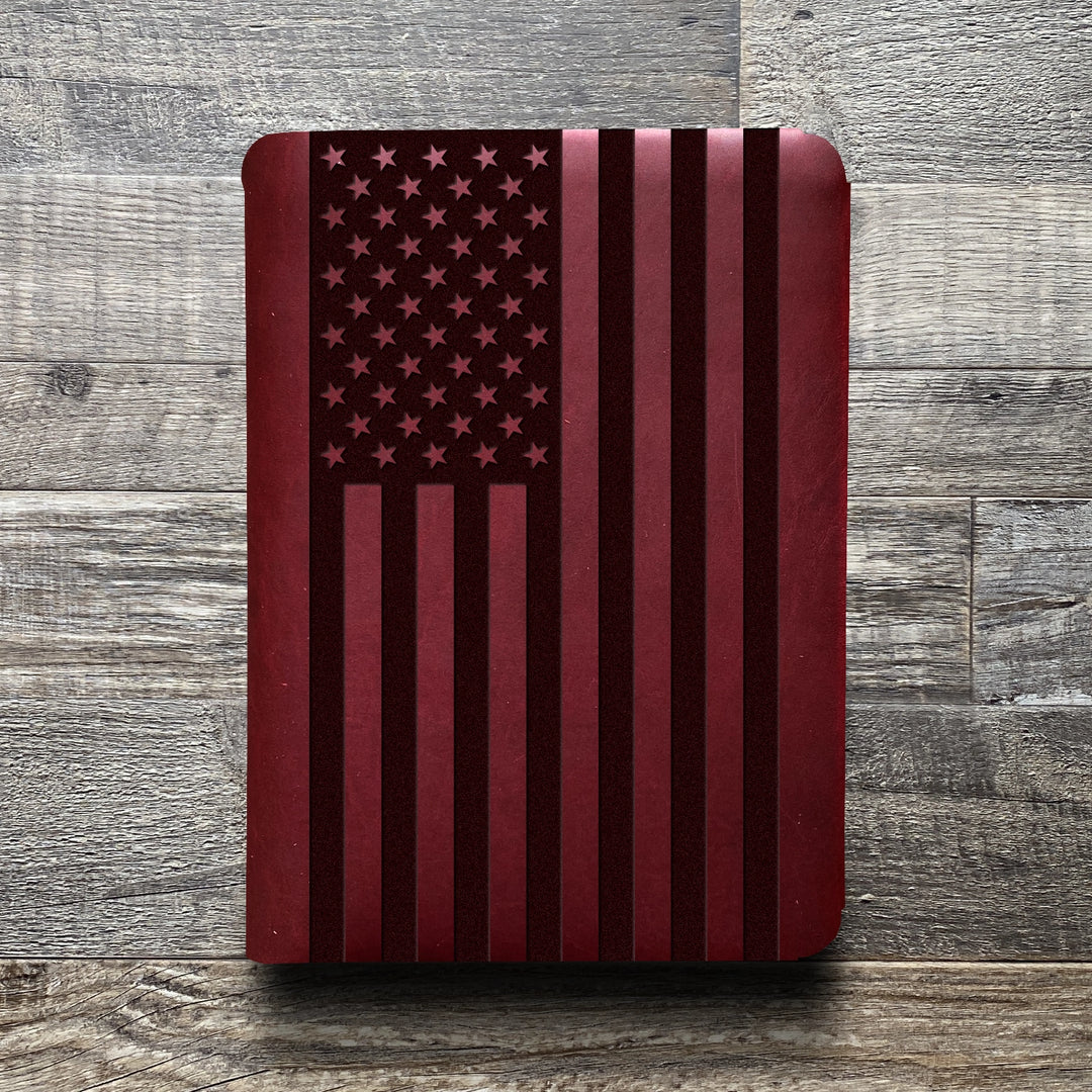 American Flag - Large - Pre-Engraved - Refillable Leather Folios