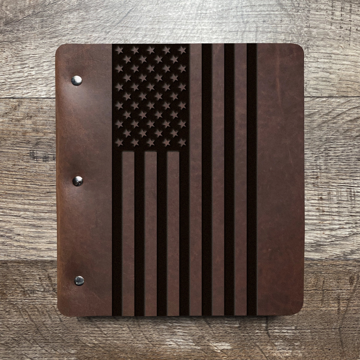 American Flag - Large - Engraving Design - Refillable Leather Binders