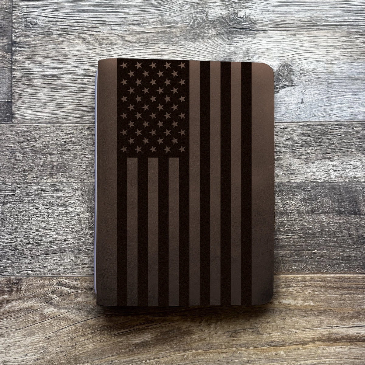 American Flag - Large - Engraving Design - Refillable Leather Covers
