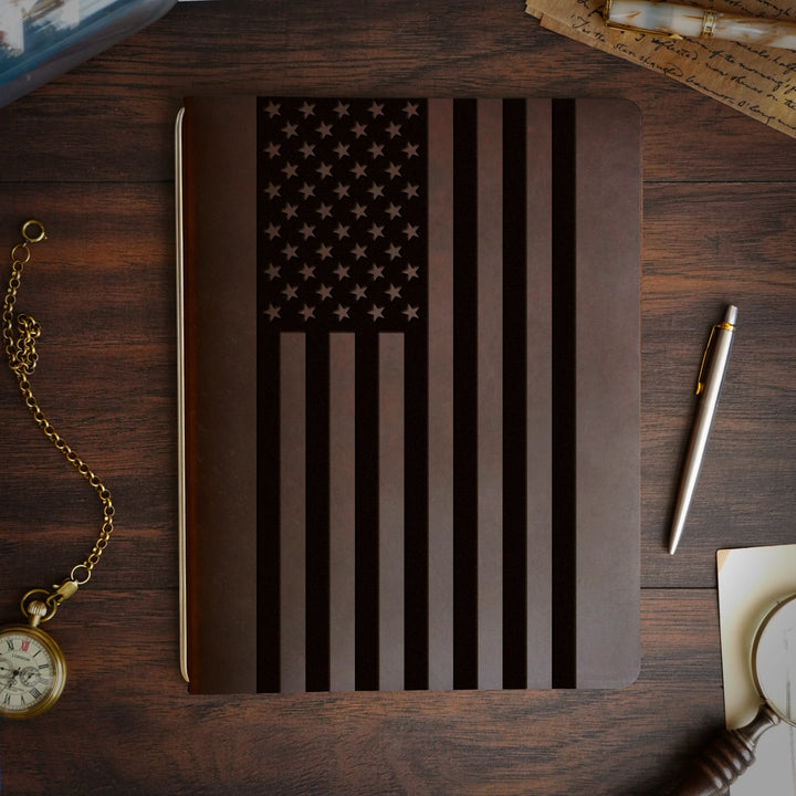 American Flag - Large - Pre-Engraved - Refillable Leather Covers