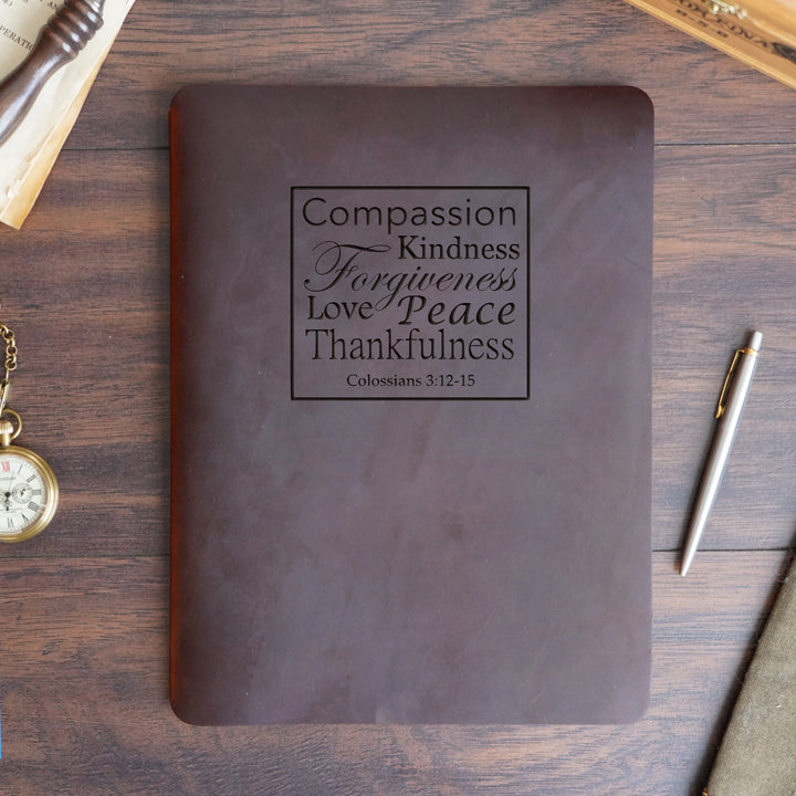 Colossians 3:12-15 - Pre-Engraved - Refillable Leather Slip Covers