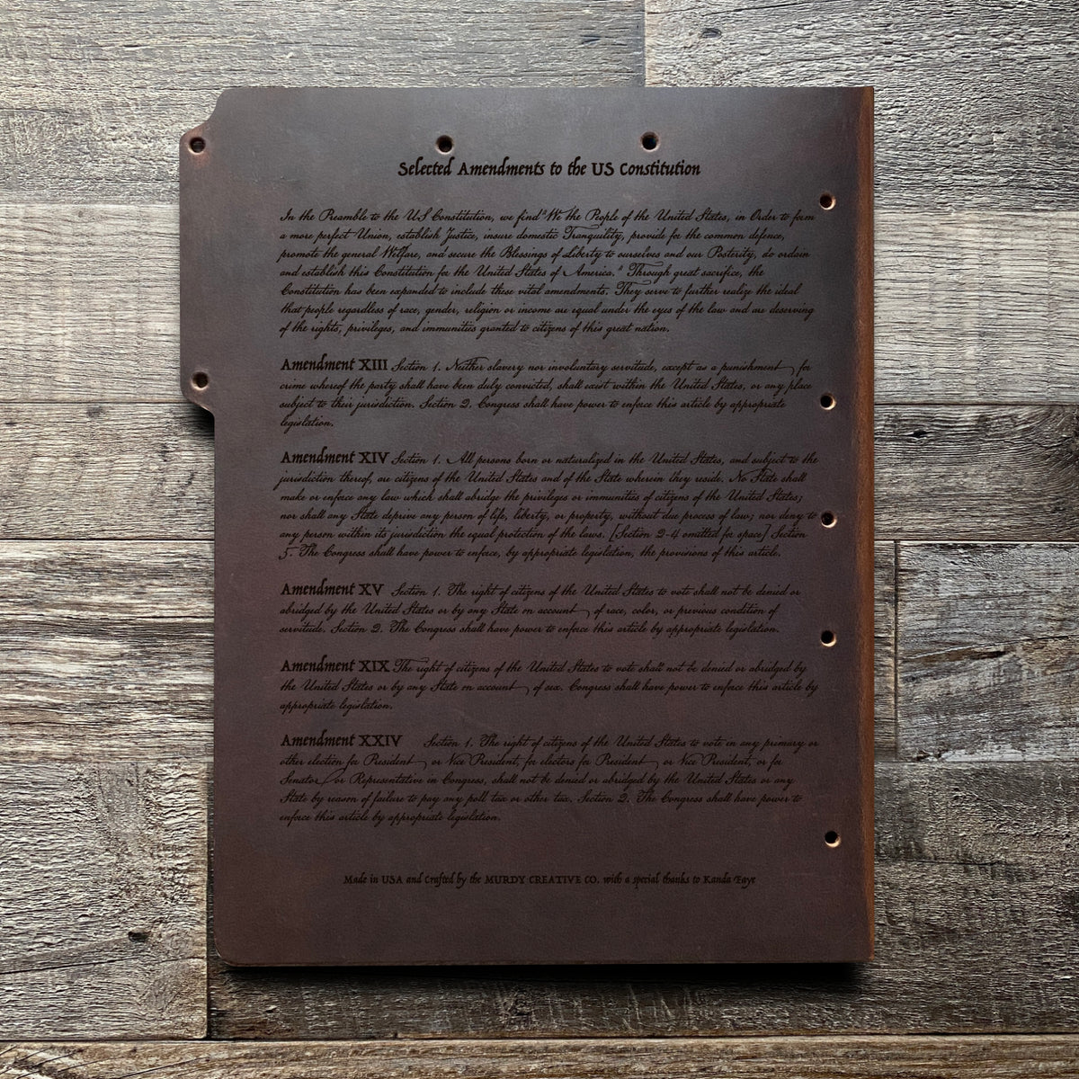 Constitution - Engraving Design - Leather File Folder