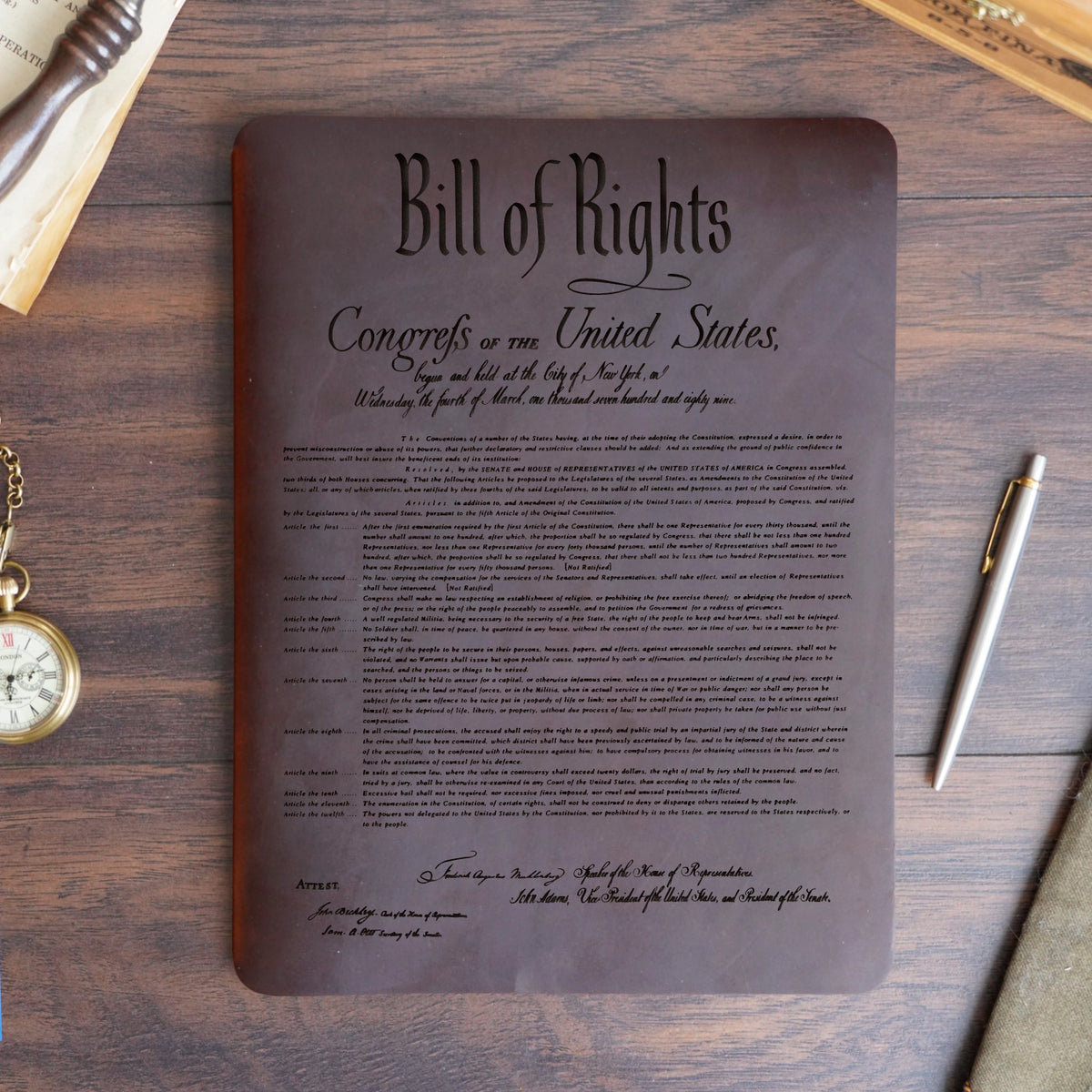 Constitution - Engraving Design - Refillable Leather Slip Covers
