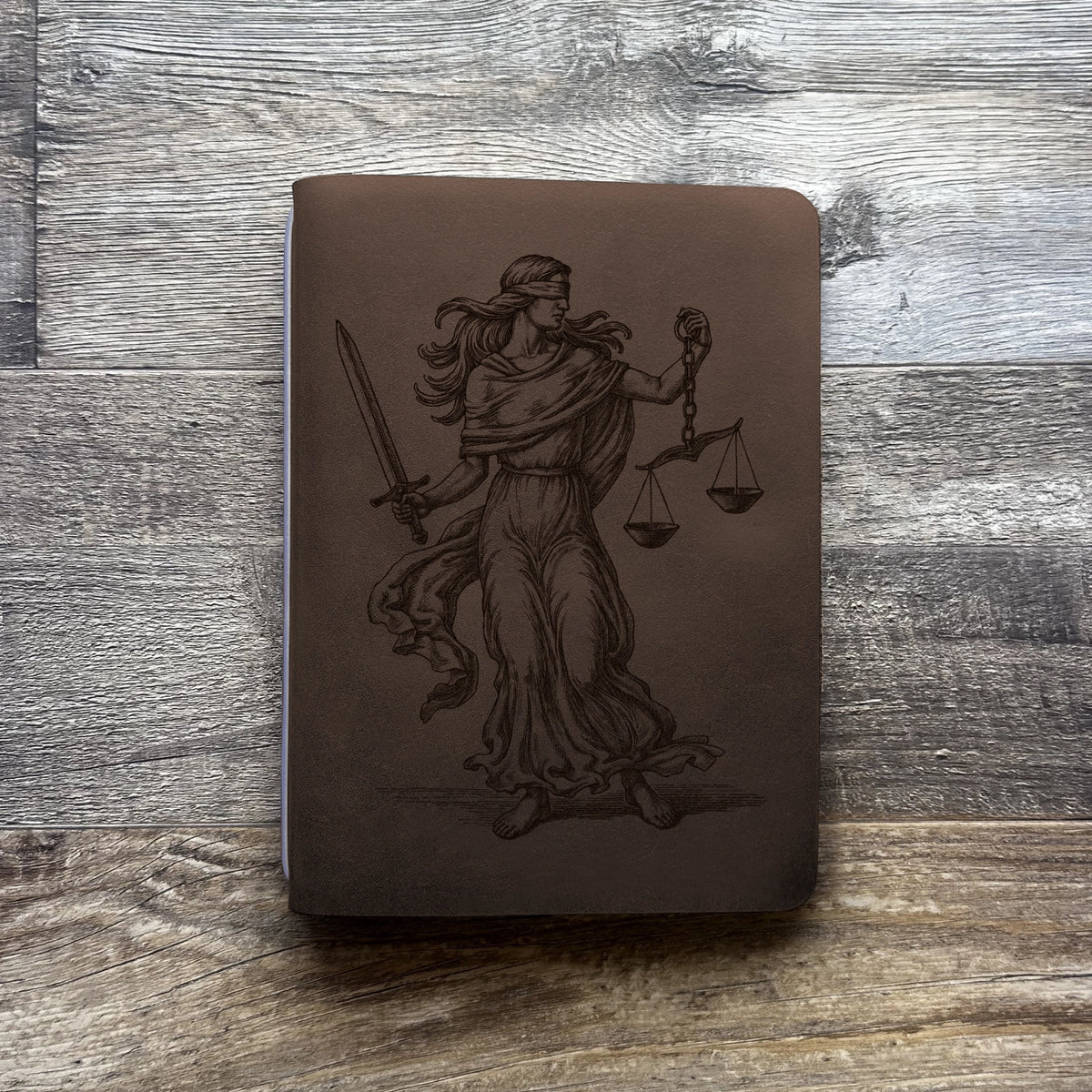 Lady Justice - Engraving Design - Refillable Leather Covers