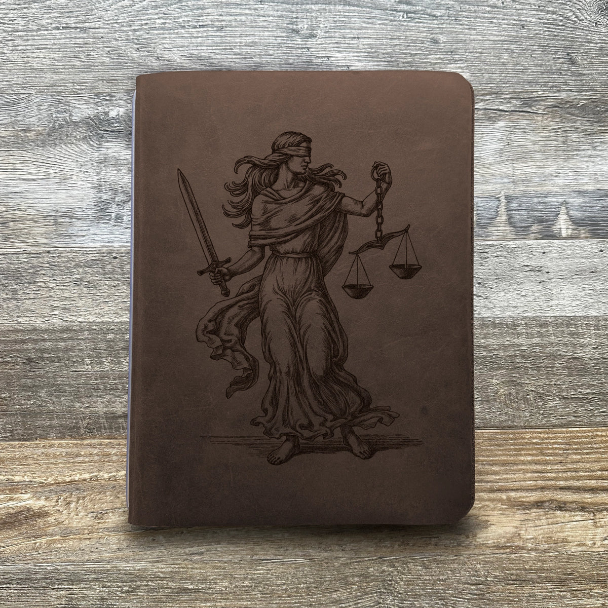 Lady Justice - Engraving Design - Refillable Leather Covers