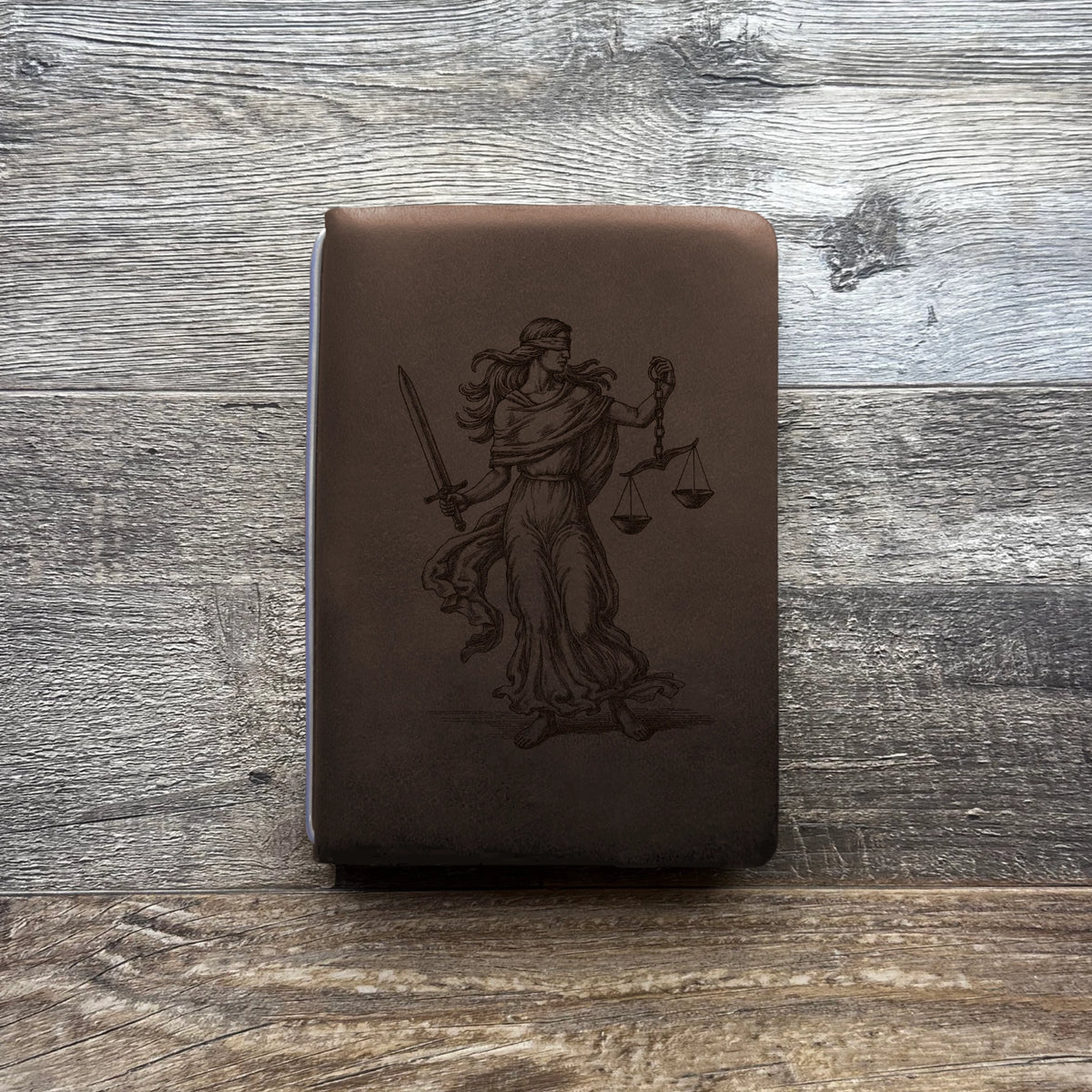 Lady Justice - Engraving Design - Refillable Leather Covers