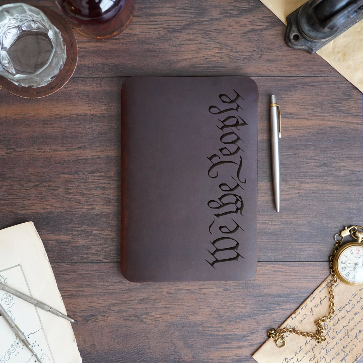 We The People - Engraving Design - Refillable Leather Slip Covers