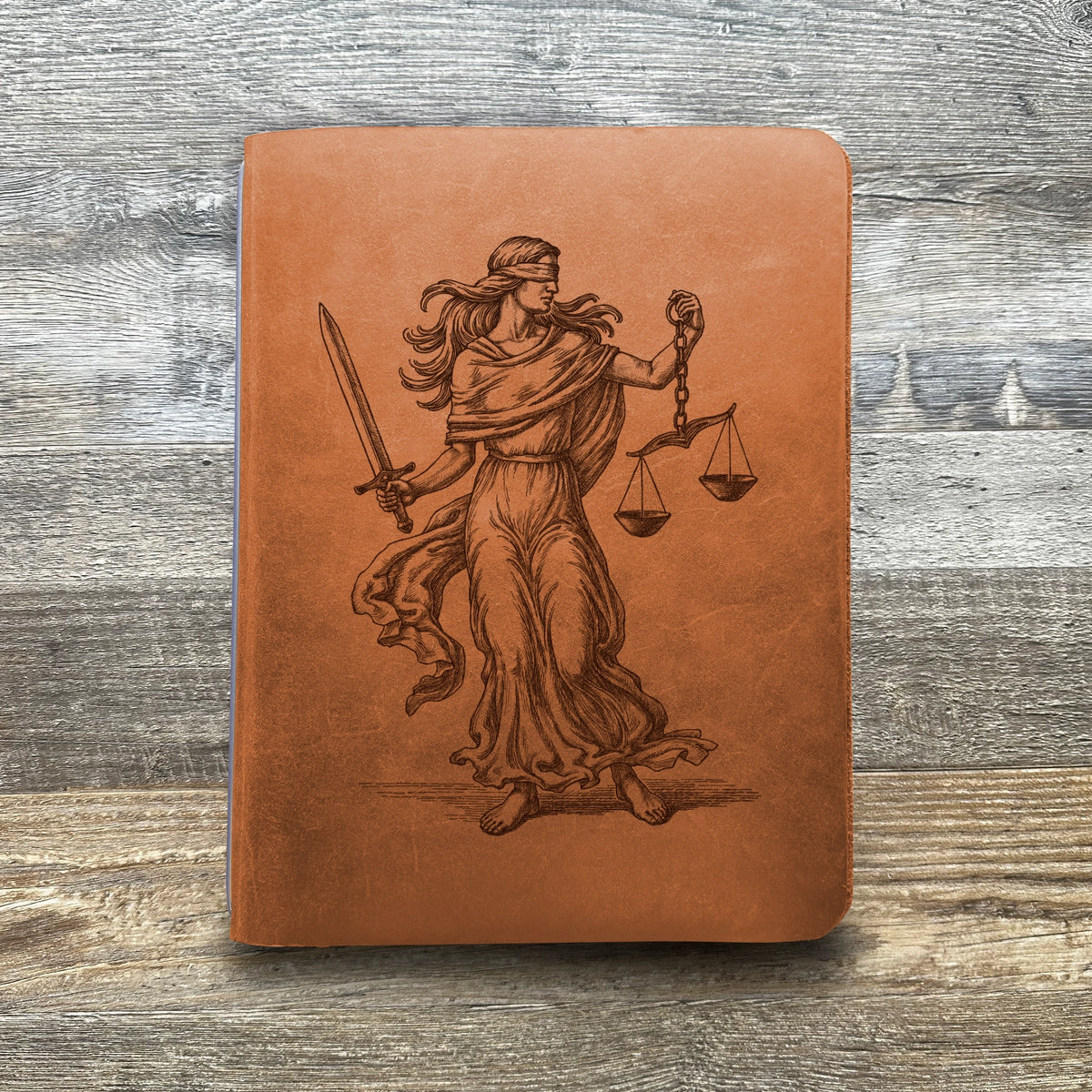 Lady Justice - Engraving Design - Refillable Leather Covers