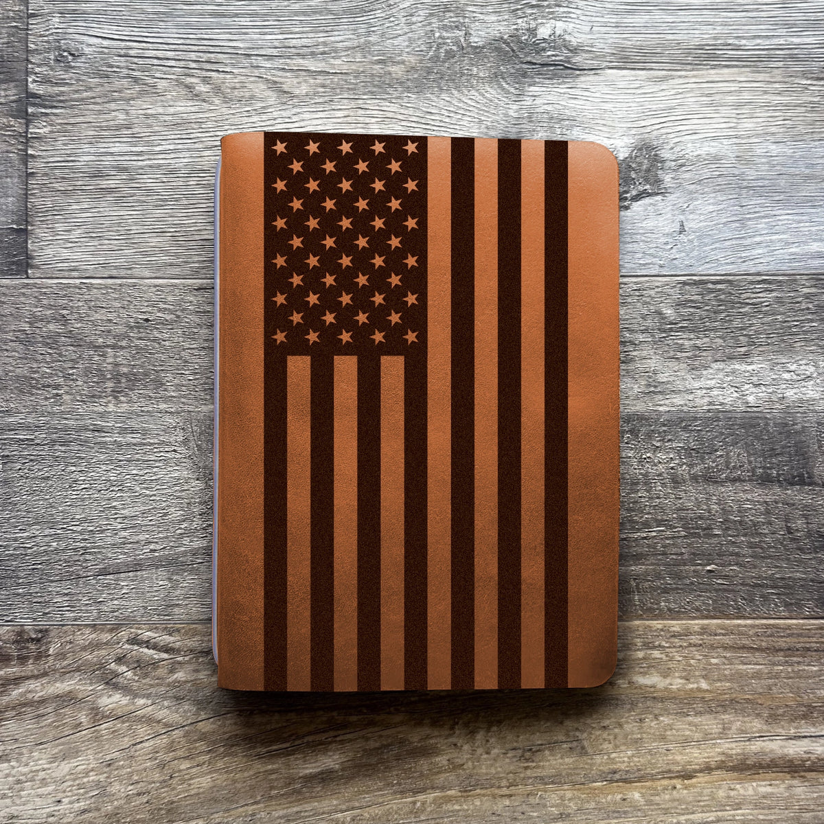 American Flag - Large - Engraving Design - Refillable Leather Covers