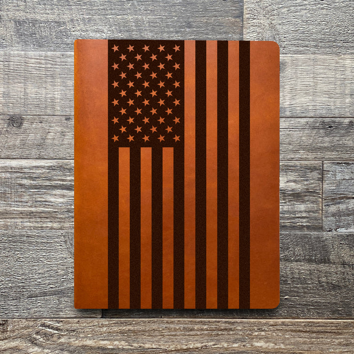 American Flag - Large - Pre-Engraved - Leather Folder