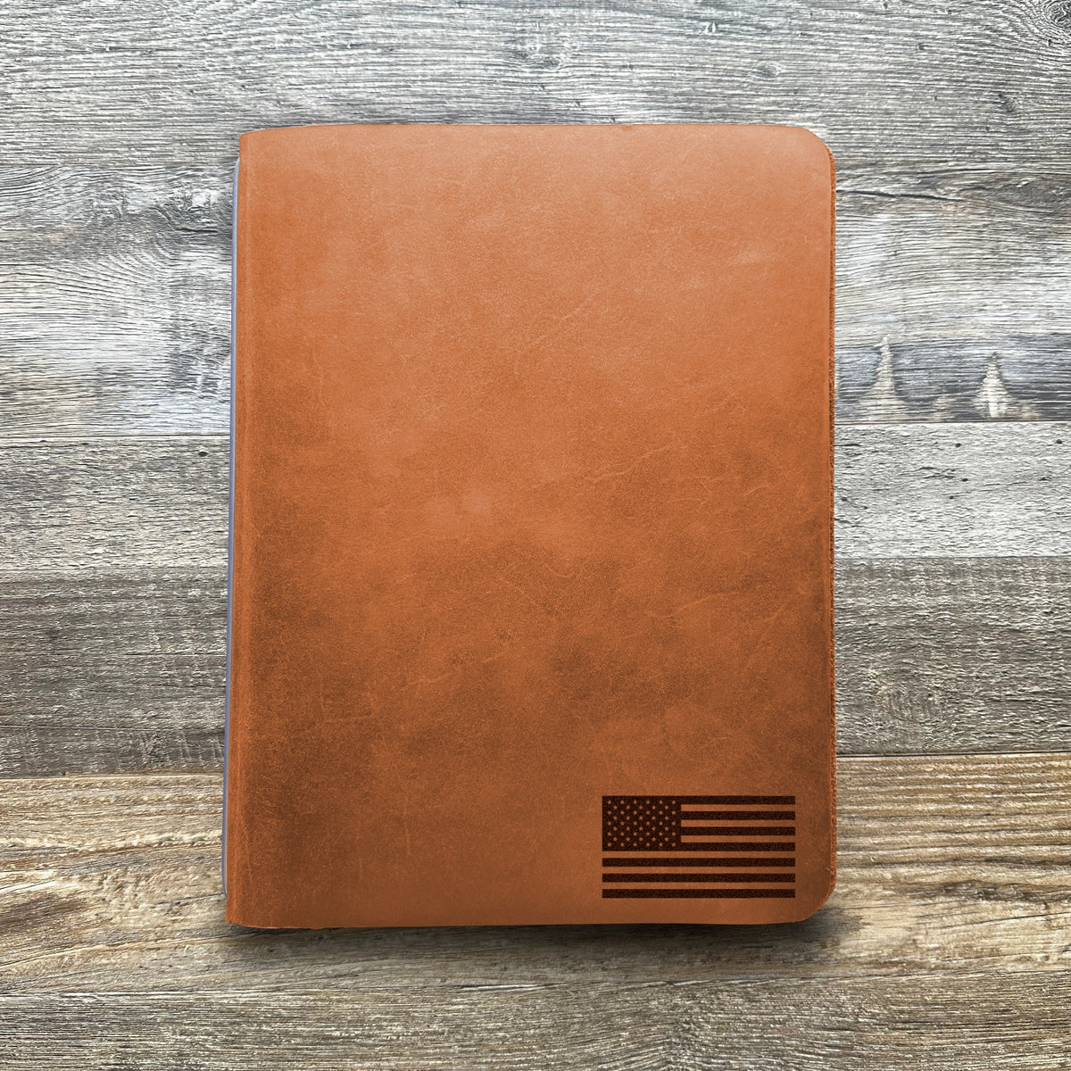 American Flag - Small - Engraving Design - Refillable Leather Covers