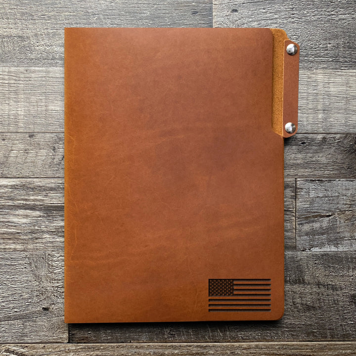 American Flag - Small - Pre-Engraved - Leather File Folder