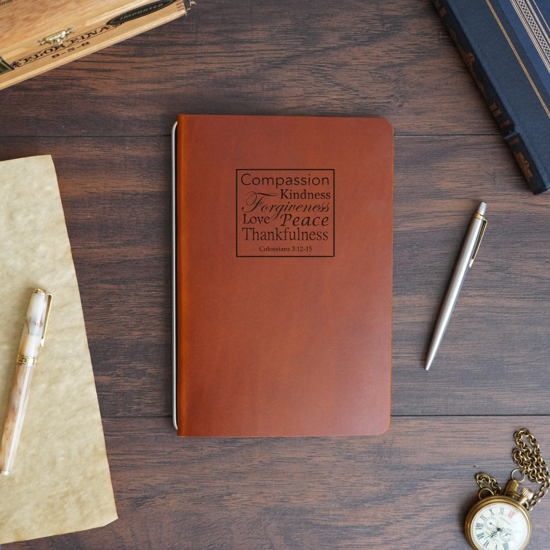 Colossians 3:12-15 - Pre-Engraved - Refillable Leather Covers