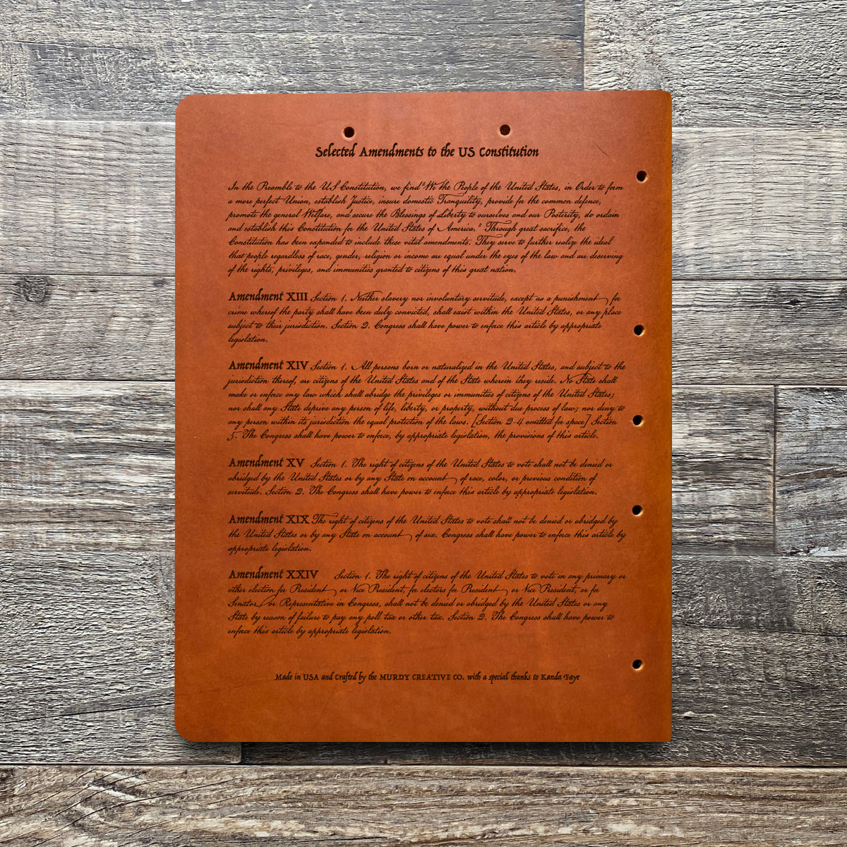 Constitution - Engraving Design - Leather Folder
