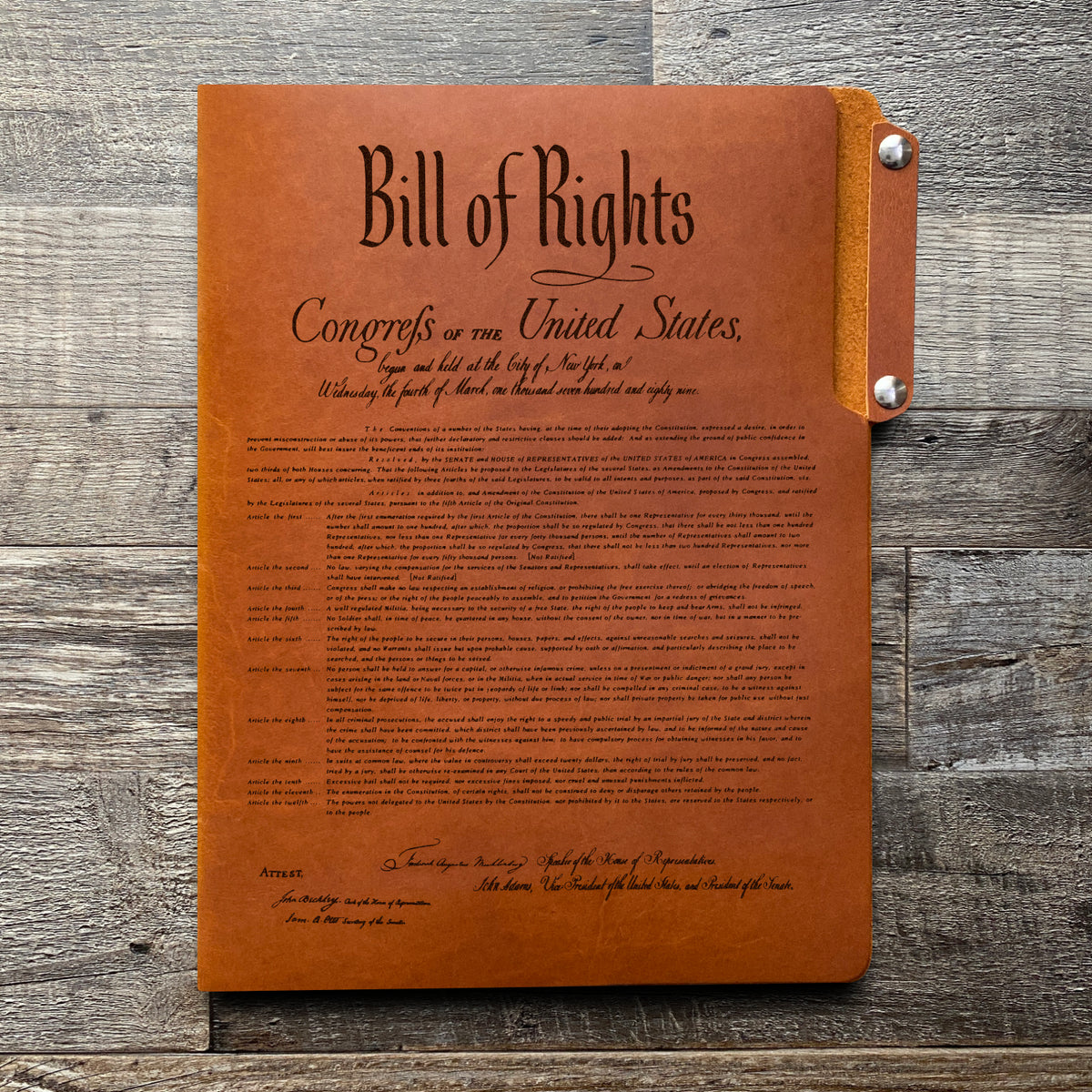 Constitution - Engraving Design - Leather File Folder