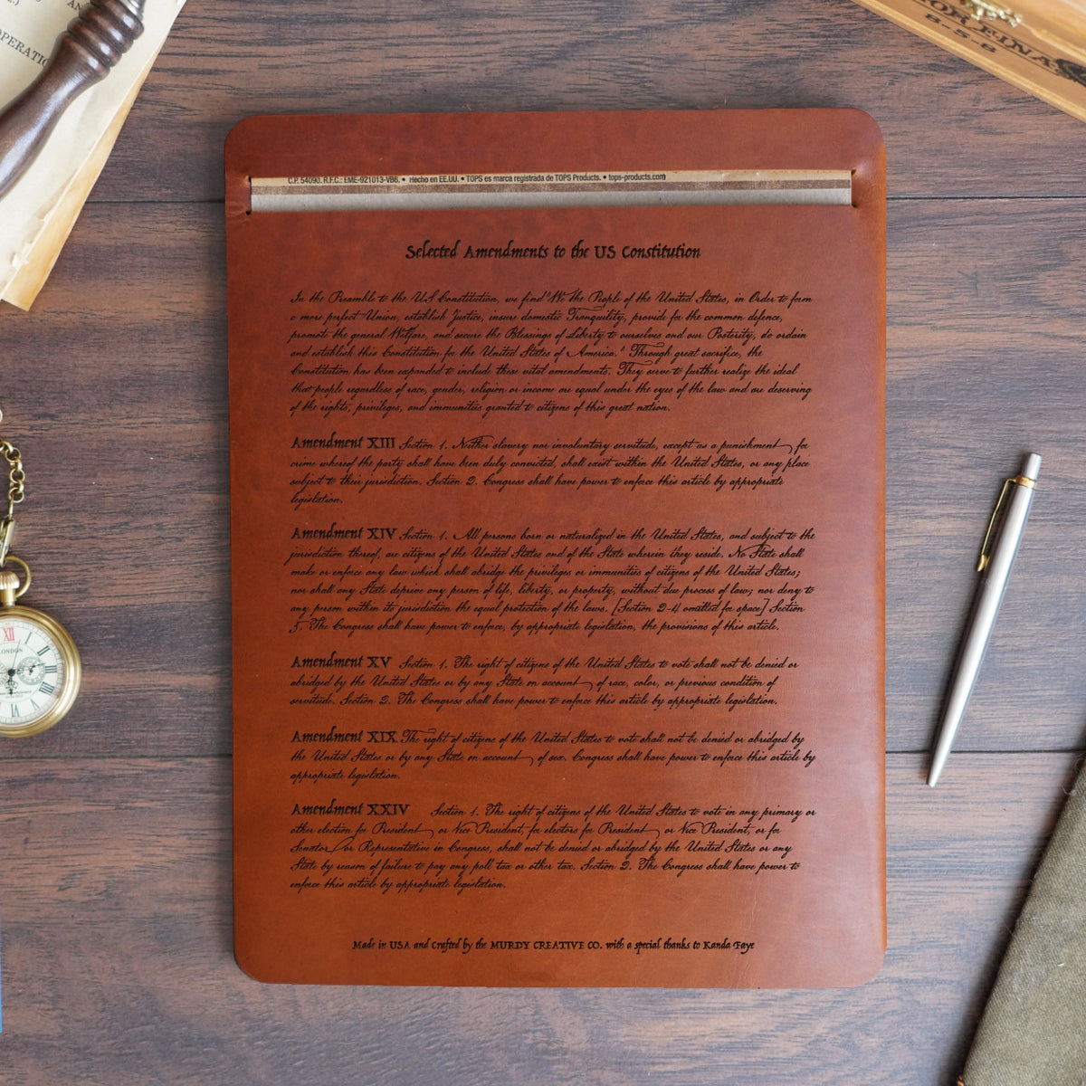 Constitution - Engraving Design - Refillable Leather Slip Covers