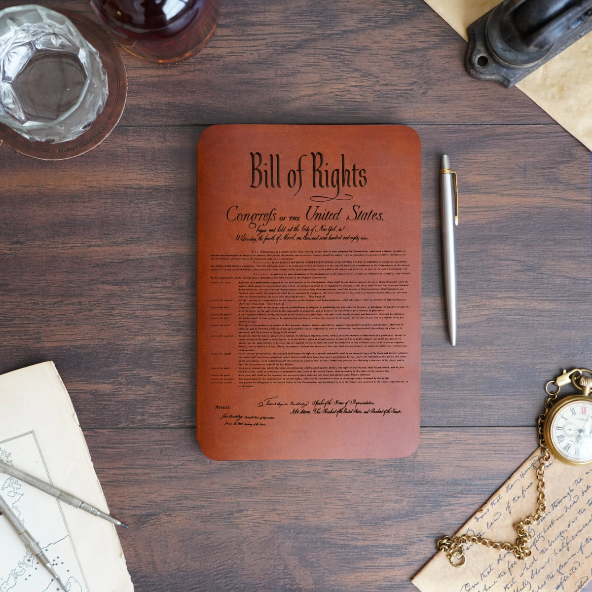 Constitution - Engraving Design - Refillable Leather Slip Covers
