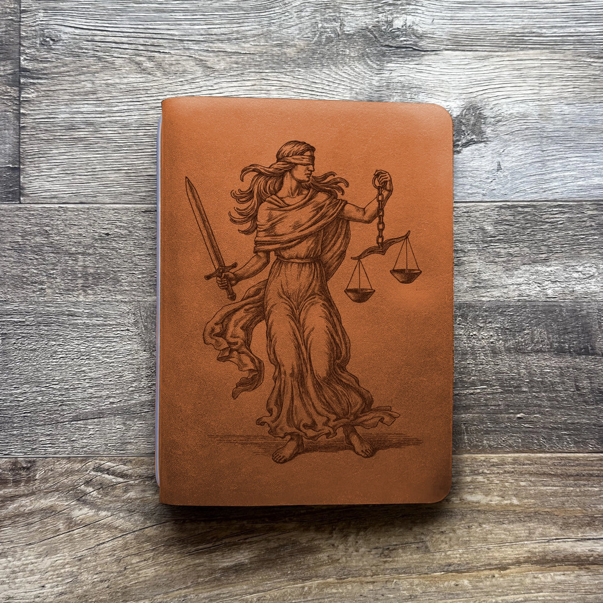 Lady Justice - Engraving Design - Refillable Leather Covers