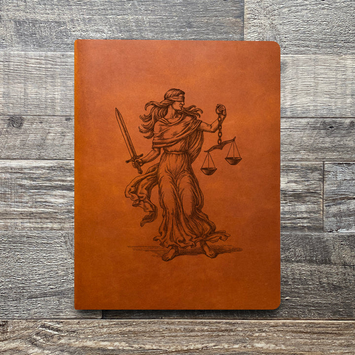 Lady Justice - Pre-Engraved - Leather Folder