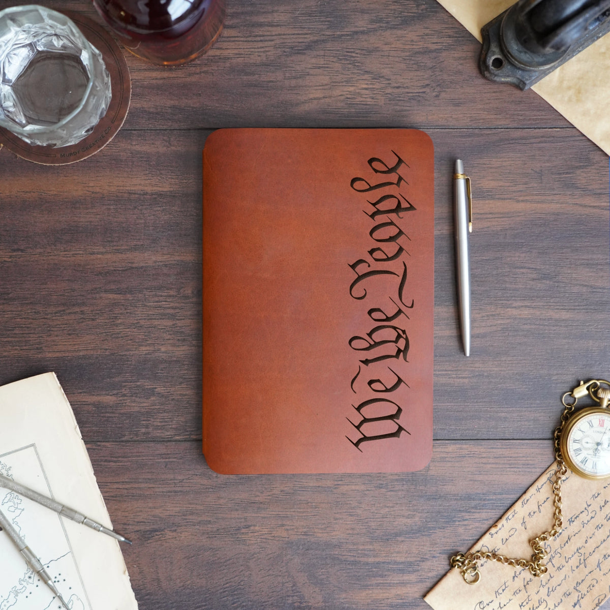 We The People - Engraving Design - Refillable Leather Slip Covers