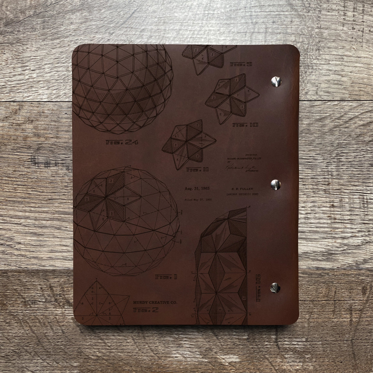Bucky Ball - Geodesic - Engraving Design - Refillable Leather Binders