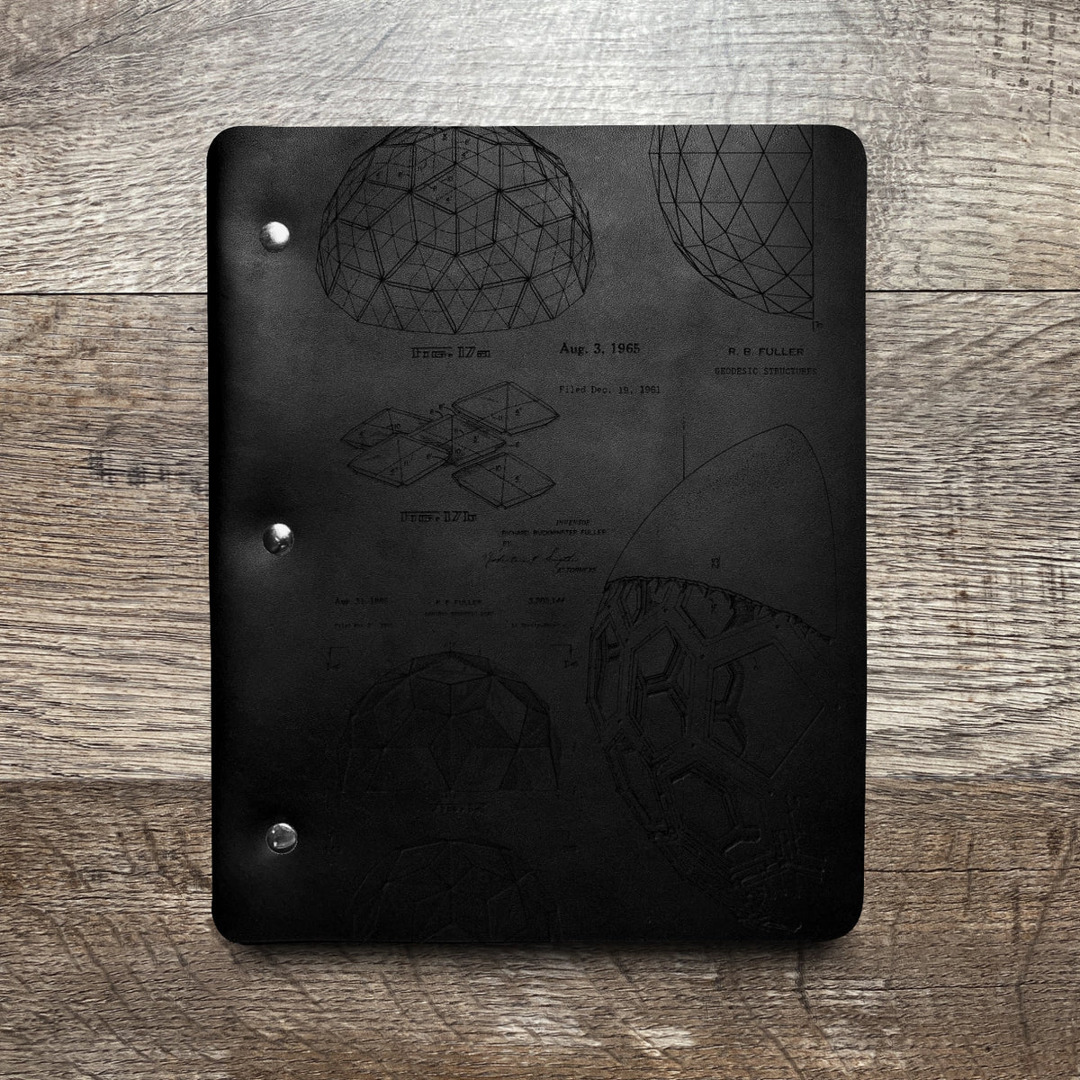 Bucky Ball - Geodesic - Engraving Design - Refillable Leather Binders