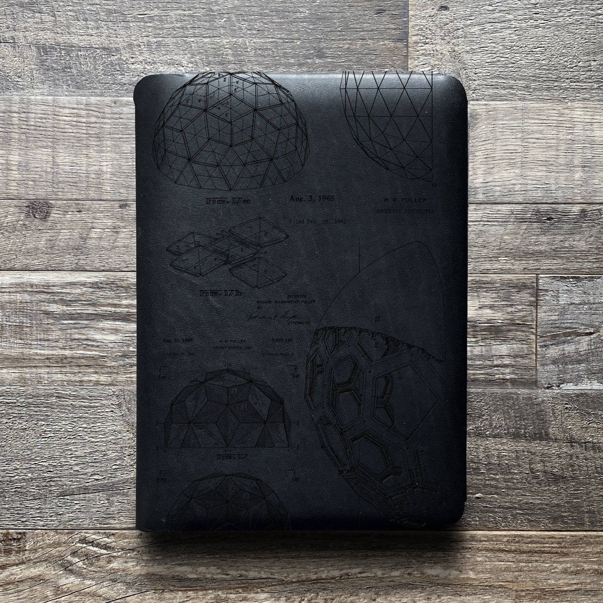 Bucky Ball - Geodesic - Engraving Design - Refillable Leather Folios