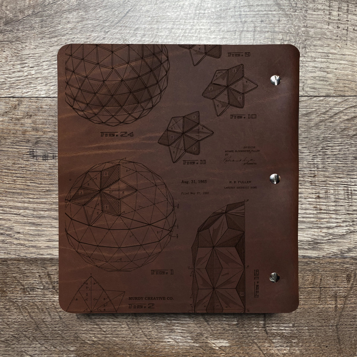 Bucky Ball - Geodesic - Engraving Design - Refillable Leather Binders