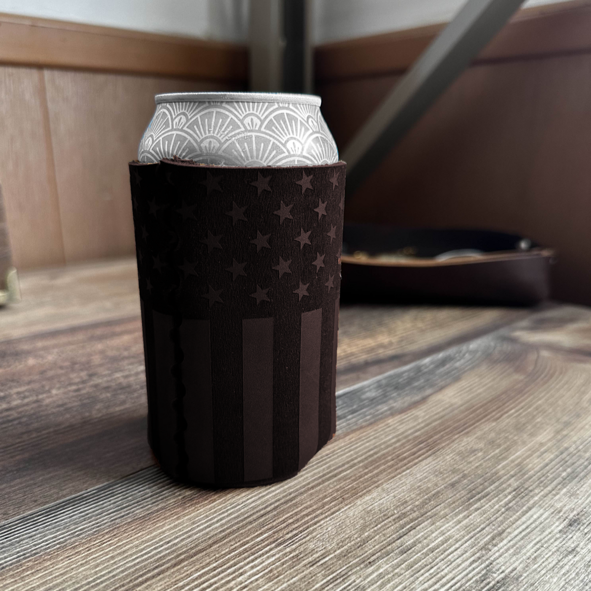 American Flag Leather Can Sleeve